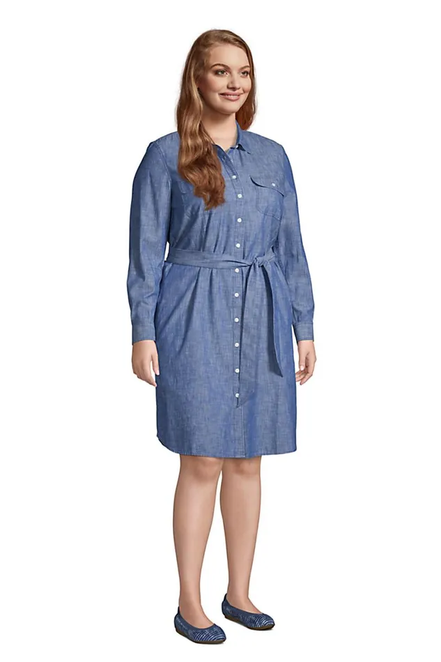 Lands039 End Dresses Women Plus Size Chambray Button Front Shirt Dress Soft Chambray Lands039 End Dresses Women Plus Size Chambray Button Front Shirt Dress Soft Chambray