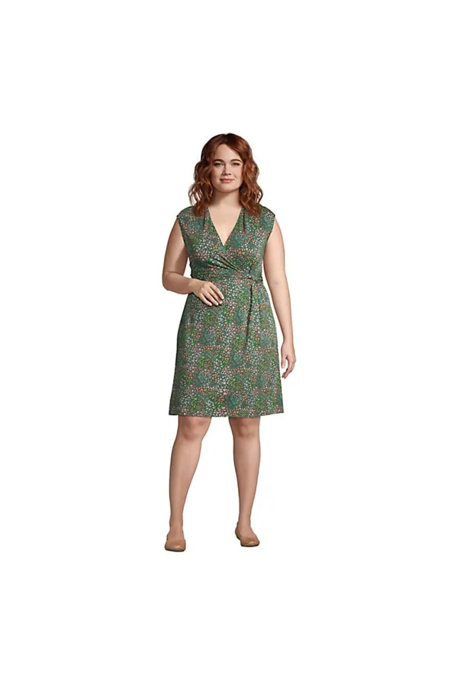 Lands039 End Dresses Women Plus Size Cotton Modal Jersey Surplice Fit And Flare Dress Forest Moss Mini Floral Lands039 End Dresses Women Plus Size Cotton Modal Jersey Surplice Fit And Flare Dress Forest Moss Mini Floral