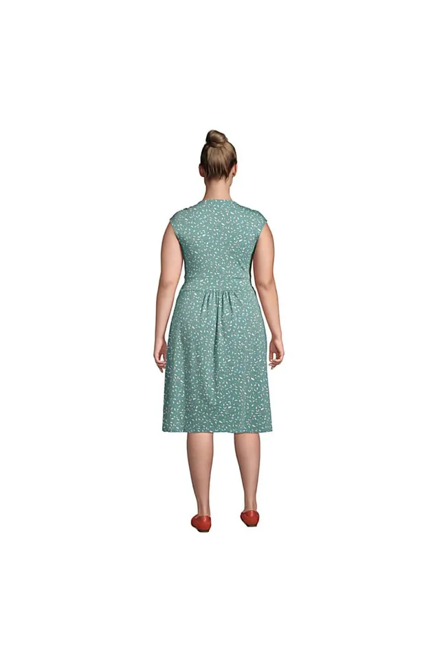 Lands039 End Dresses Women Plus Size Cotton Modal Jersey Surplice Fit And Flare Dress Forest Moss Mini Floral Lands039 End Dresses Women Plus Size Cotton Modal Jersey Surplice Fit And Flare Dress Forest Moss Mini Floral