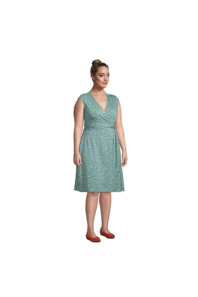 Lands039 End Dresses Women Plus Size Cotton Modal Jersey Surplice Fit And Flare Dress Forest Moss Mini Floral Lands039 End Dresses Women Plus Size Cotton Modal Jersey Surplice Fit And Flare Dress Forest Moss Mini Floral