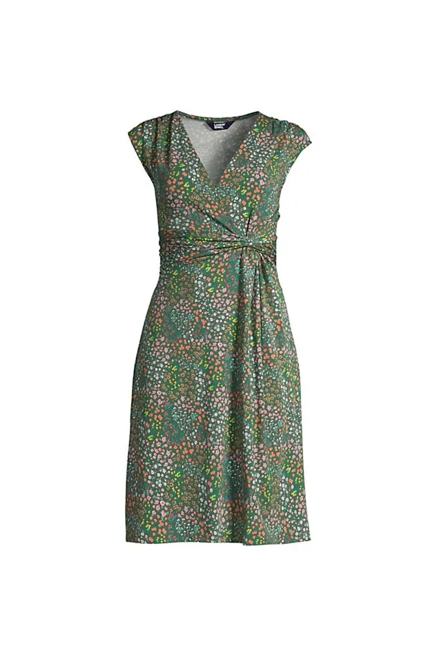 Lands039 End Dresses Women Plus Size Cotton Modal Jersey Surplice Fit And Flare Dress Forest Moss Mini Floral Lands039 End Dresses Women Plus Size Cotton Modal Jersey Surplice Fit And Flare Dress Forest Moss Mini Floral