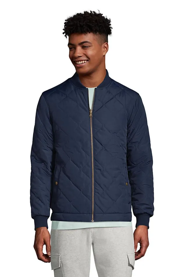 Lands039 End Fleece Men Reversible Quilted Bomber Jacket Radiant Navy Lands039 End Fleece Men Reversible Quilted Bomber Jacket Radiant Navy