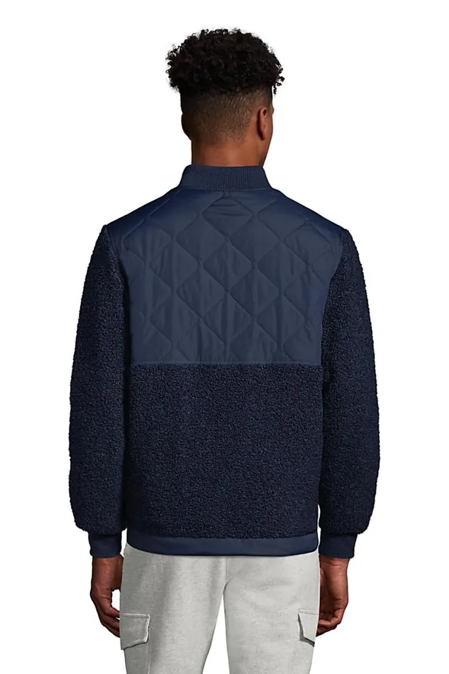 Lands039 End Fleece Men Reversible Quilted Bomber Jacket Radiant Navy Lands039 End Fleece Men Reversible Quilted Bomber Jacket Radiant Navy