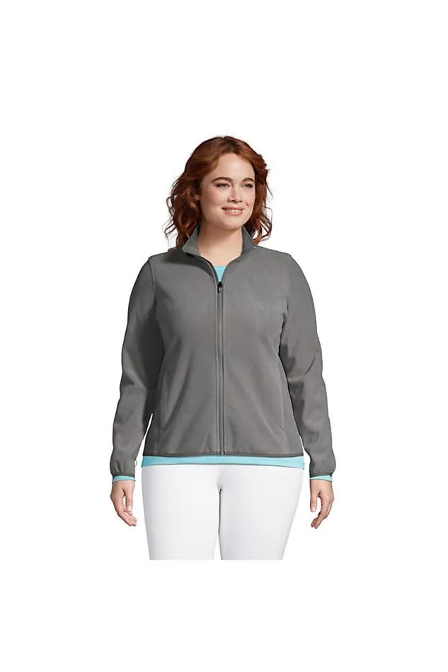 Lands039 End Fleece Women Plus Size Marinac Fleece Jacket Arctic Gray