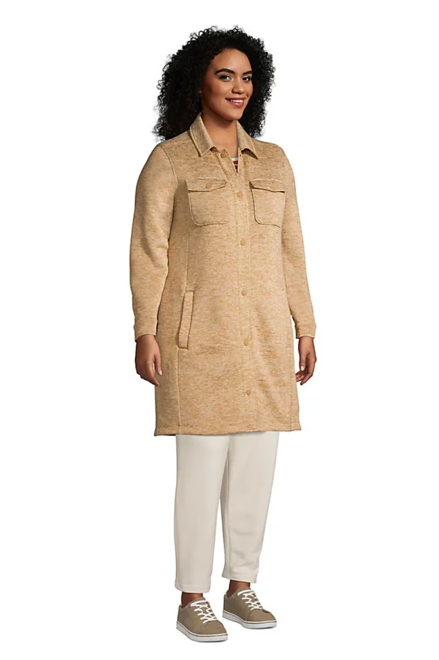 Lands039 End Fleece Women Plus Size Sweater Fleece Long Shirt Jacket Shacket Rich Camel Heather Lands039 End Fleece Women Plus Size Sweater Fleece Long Shirt Jacket Shacket Rich Camel Heather