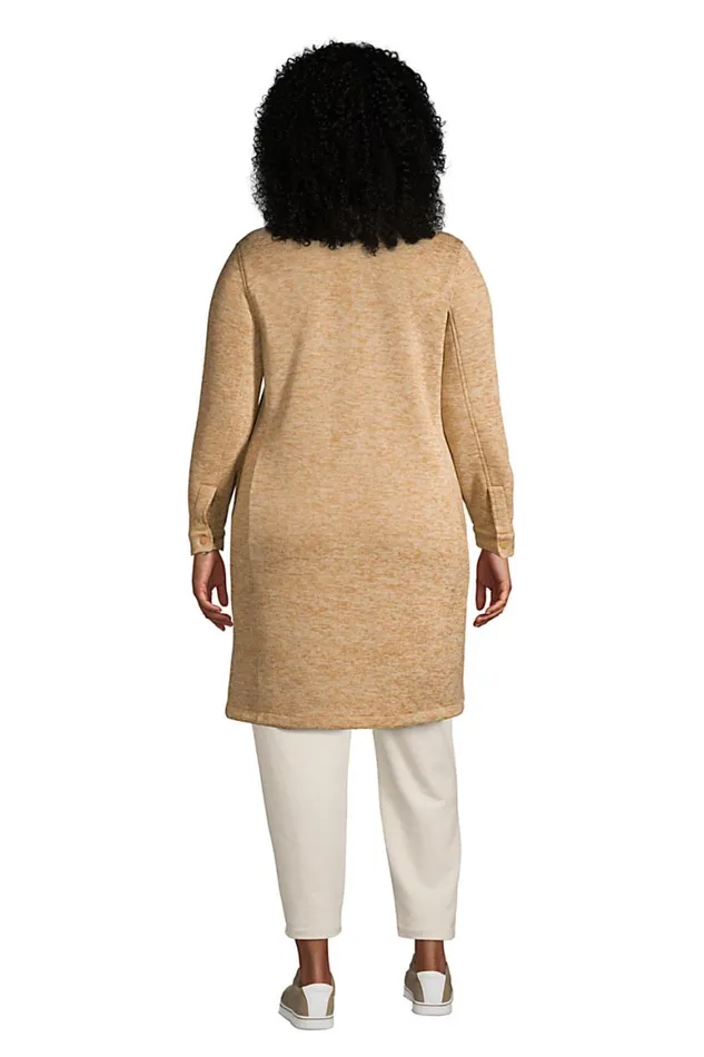 Lands039 End Fleece Women Plus Size Sweater Fleece Long Shirt Jacket Shacket Rich Camel Heather Lands039 End Fleece Women Plus Size Sweater Fleece Long Shirt Jacket Shacket Rich Camel Heather