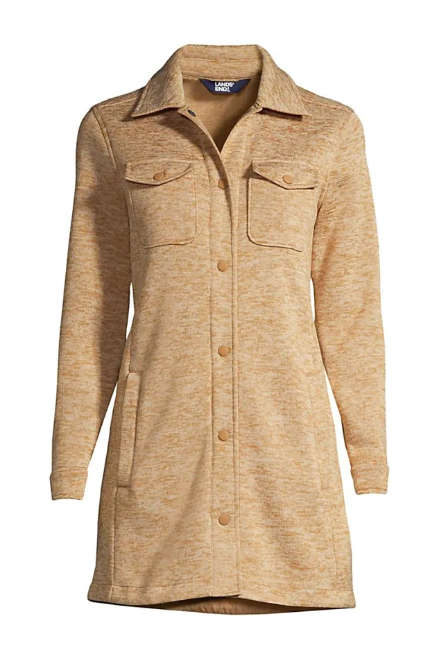 Lands039 End Fleece Women Plus Size Sweater Fleece Long Shirt Jacket Shacket Rich Camel Heather Lands039 End Fleece Women Plus Size Sweater Fleece Long Shirt Jacket Shacket Rich Camel Heather