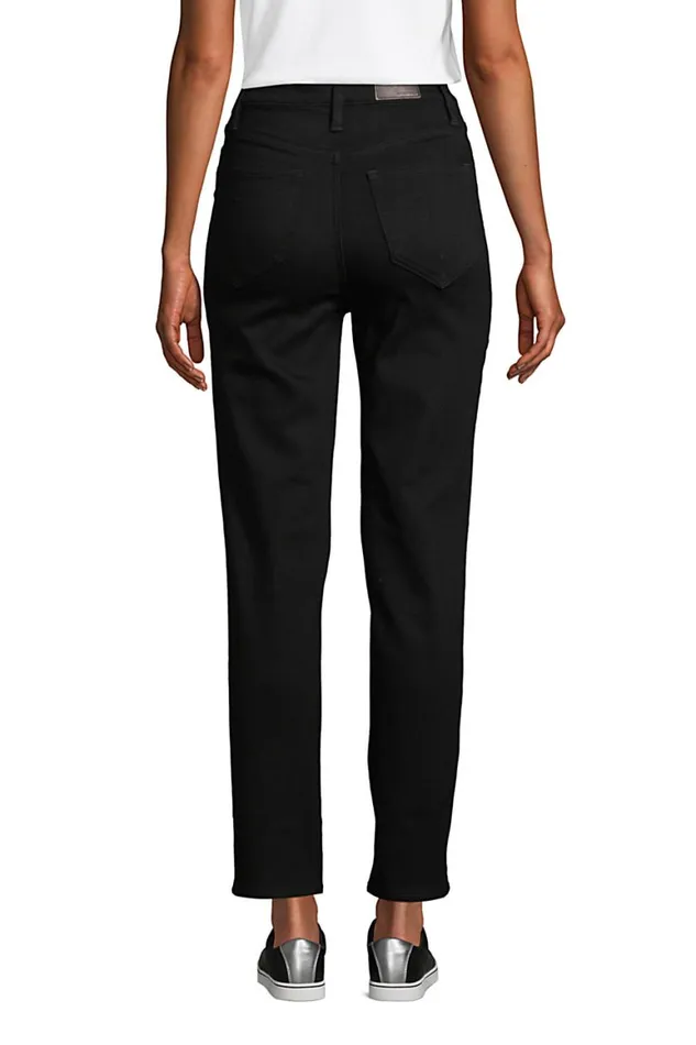 Lands039 End Jeans Women High Rise Straight Leg Ankle Jeans Black