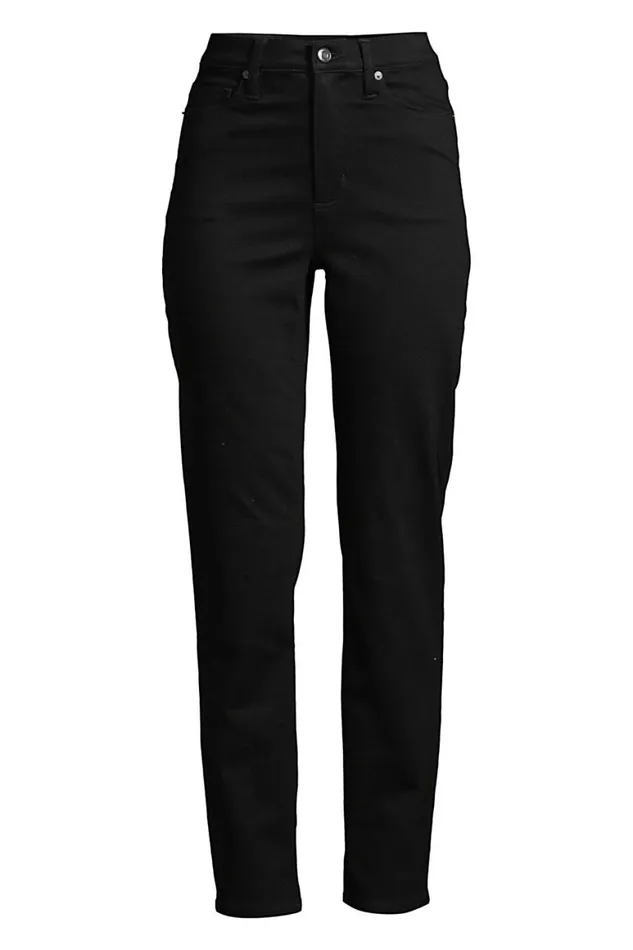 Lands039 End Jeans Women High Rise Straight Leg Ankle Jeans Black