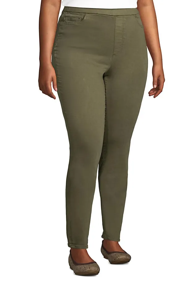 Lands039 End Jeans Women Plus Size Elastic Waist High Rise Pull On Skinny Legging Colorful Jeans Washed Paprika