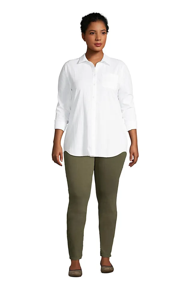 Lands039 End Jeans Women Plus Size Elastic Waist High Rise Pull On Skinny Legging Colorful Jeans Washed Paprika