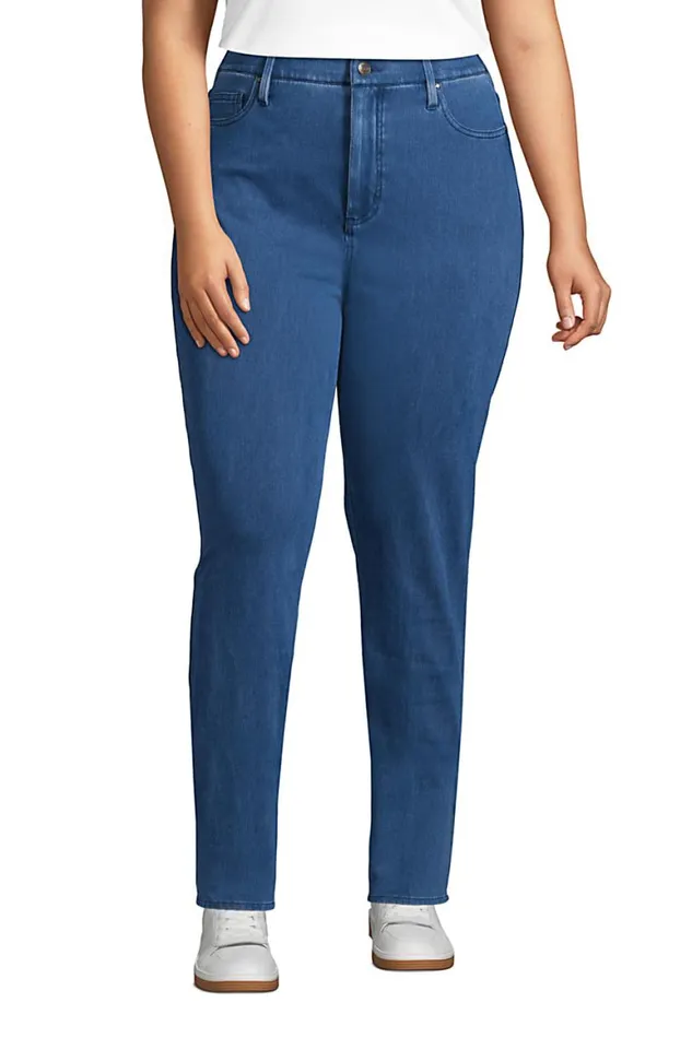 Lands039 End Jeans Women Plus Size Starfish High Rise Elastic Waist Pull On Knit Denim Straight Leg Jeans Light Indigo Lands039 End Jeans Women Plus Size Starfish High Rise Elastic Waist Pull On Knit Denim Straight Leg Jeans Light Indigo