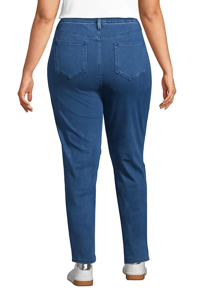 Lands039 End Jeans Women Plus Size Starfish High Rise Elastic Waist Pull On Knit Denim Straight Leg Jeans Light Indigo Lands039 End Jeans Women Plus Size Starfish High Rise Elastic Waist Pull On Knit Denim Straight Leg Jeans Light Indigo