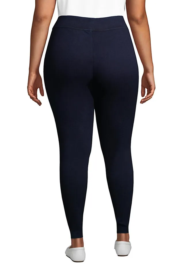 Lands039 End Jeans Women Plus Size Starfish Mid Rise Knit Jean Leggings Dark Indigo