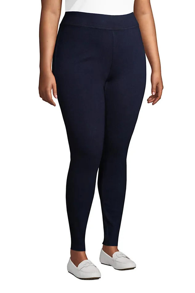 Lands039 End Jeans Women Plus Size Starfish Mid Rise Knit Jean Leggings Dark Indigo
