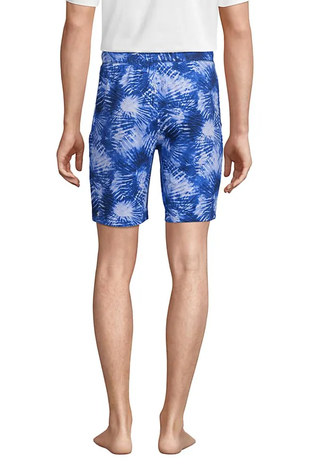 Lands039 End Pajamas and Robes Men Big Comfort Knit Pajama Shorts Deep Sea Navy Tie Dye Palm