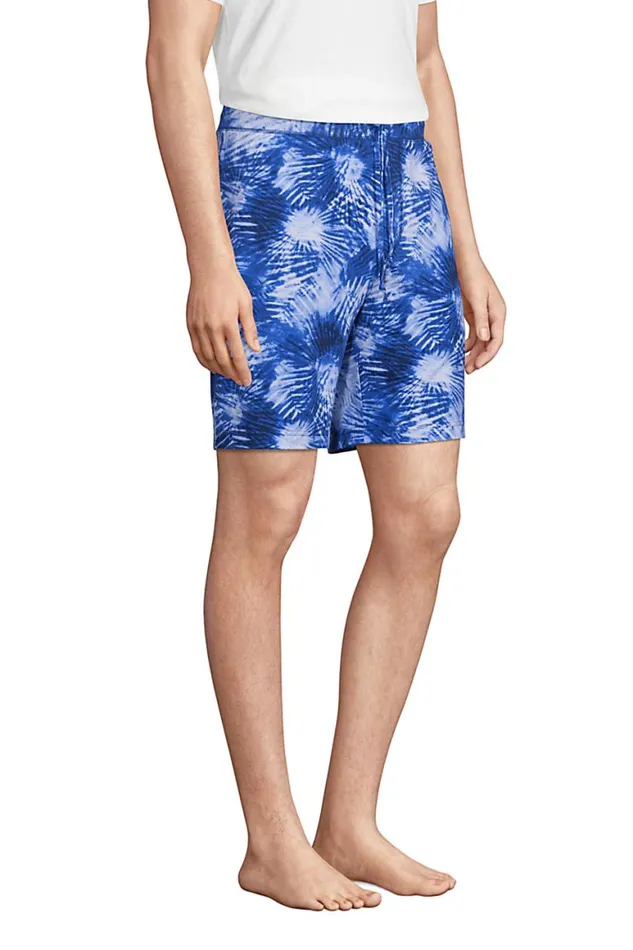 Lands039 End Pajamas and Robes Men Big Comfort Knit Pajama Shorts Deep Sea Navy Tie Dye Palm