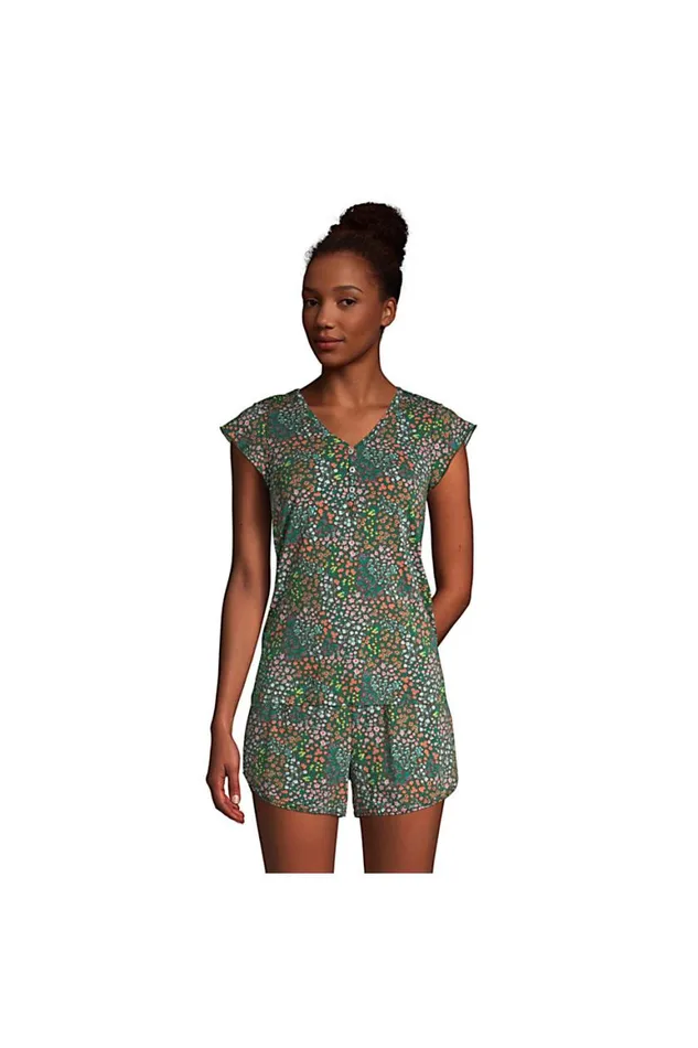 Lands039 End Pajamas and Robes Women Comfort Knit Built In Shelf Bra Henley Pajama Top Forest Moss Mini Floral Lands039 End Pajamas and Robes Women Comfort Knit Built In Shelf Bra Henley Pajama Top Forest Moss Mini Floral