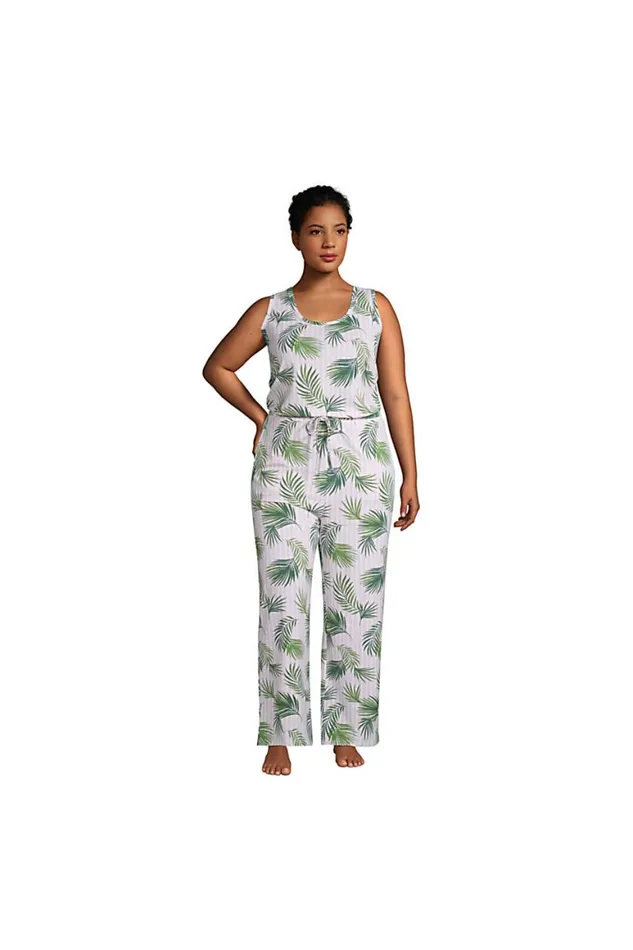 Lands039 End Pajamas and Robes Women Plus Size Sleeveless Lounge Pajama Jumpsuit White Lands039 End Pajamas and Robes Women Plus Size Sleeveless Lounge Pajama Jumpsuit White