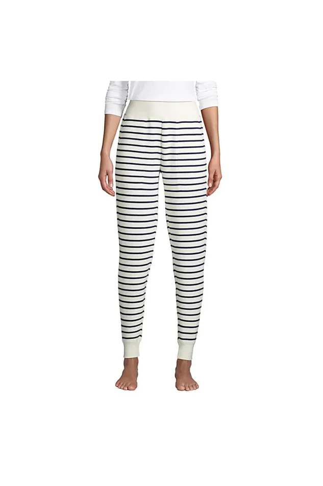 Lands039 End Pajamas and Robes Women Waffle Jogger Sleep Pants Ivory