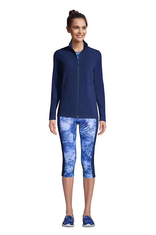 Lands039 End Pants Women Active Compression Slimming Pocket Capri Leggings Deep Sea Navy Tie Dye Palm Lands039 End Pants Women Active Compression Slimming Pocket Capri Leggings Deep Sea Navy Tie Dye Palm