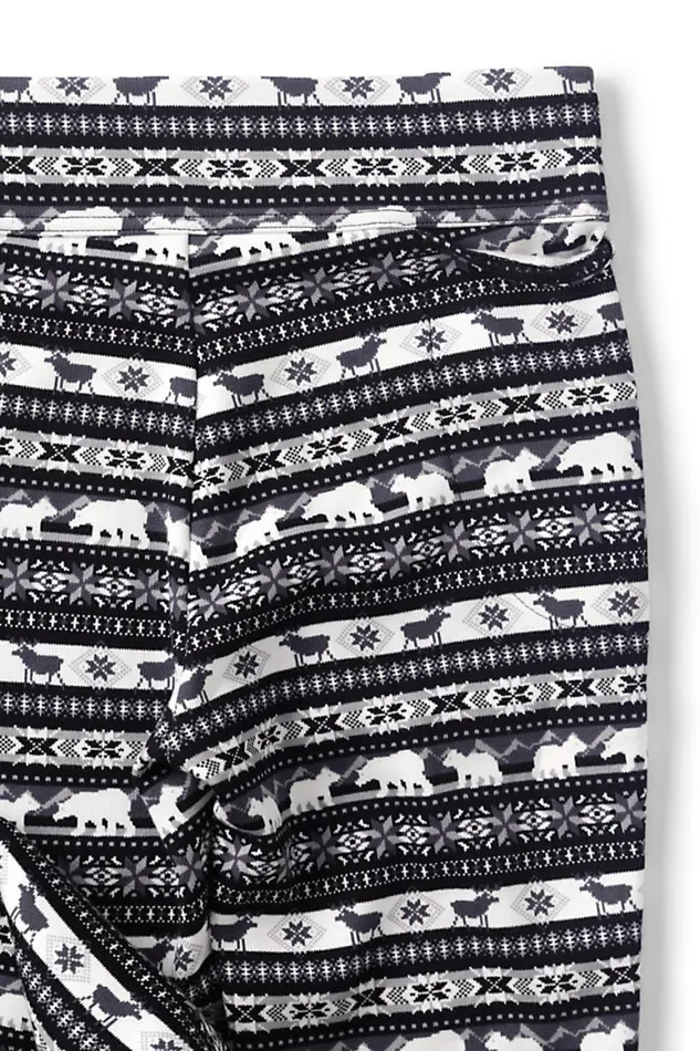 Lands039 End Pants Women High Rise Serious Sweats Fleece Lined Pocket Leggings Black Outdoor Fairisle
