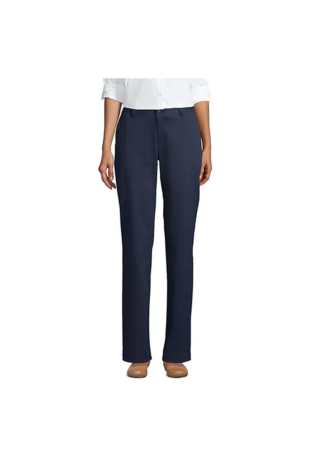 Lands039 End Pants Women Plain Front Stretch Chino Pants Classic Navy