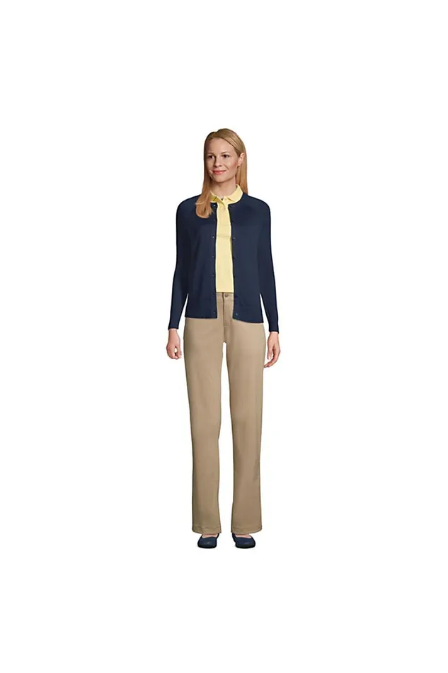 Lands039 End Pants Women Plain Front Stretch Chino Pants Classic Navy