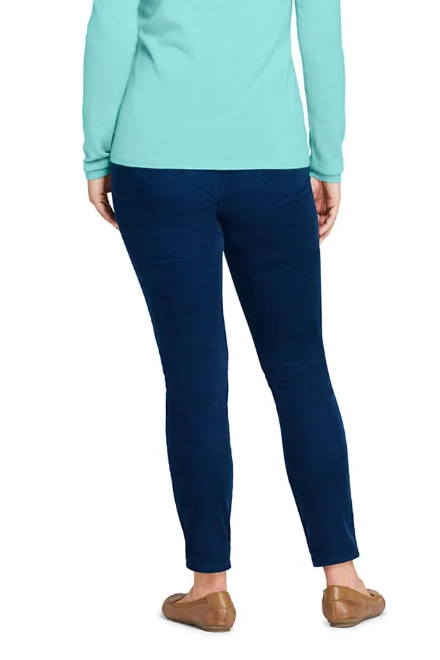 Lands039 End Pants Women Plus Size High Rise Pull On Corduroy Skinny Pants Deep Sea Navy
