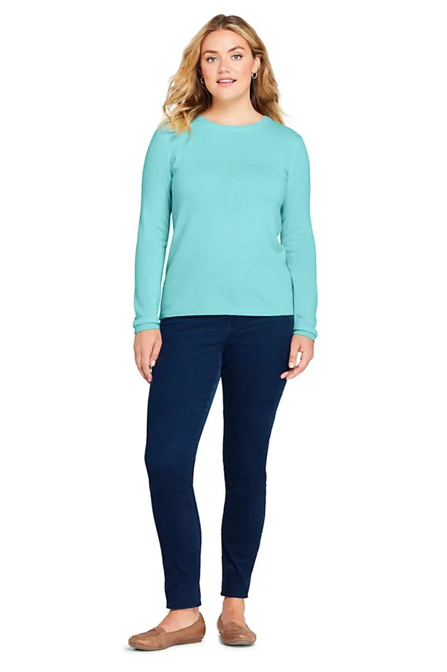 Lands039 End Pants Women Plus Size High Rise Pull On Corduroy Skinny Pants Deep Sea Navy