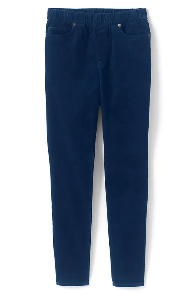 Lands039 End Pants Women Plus Size High Rise Pull On Corduroy Skinny Pants Deep Sea Navy