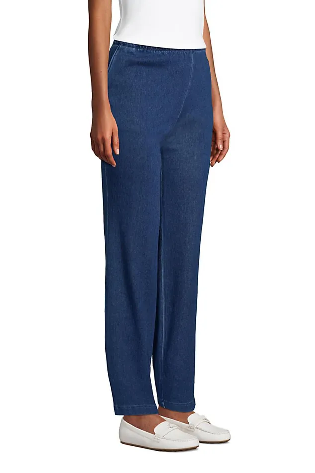 Lands039 End Pants Women Sport Knit Denim High Rise Elastic Waist Pull On Pants Medium Indigo Lands039 End Pants Women Sport Knit Denim High Rise Elastic Waist Pull On Pants Medium Indigo