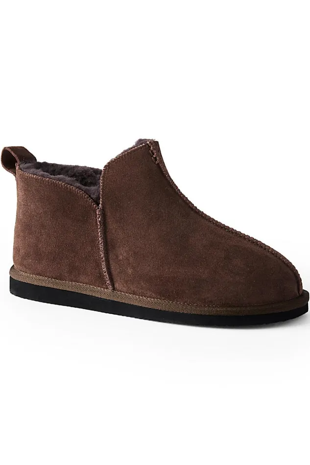 Lands039 End Shoes Men Suede Leather Fuzzy Shearling Bootie Slippers Dark Mahogany Lands039 End Shoes Men Suede Leather Fuzzy Shearling Bootie Slippers Dark Mahogany