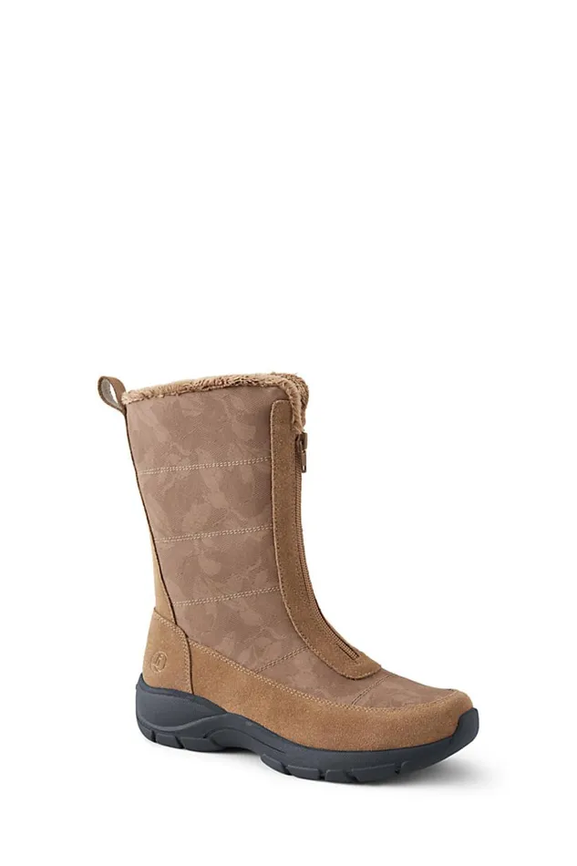 Lands039 End Shoes Women All Weather Insulated Winter Snow Boots Rich Caramel Suede