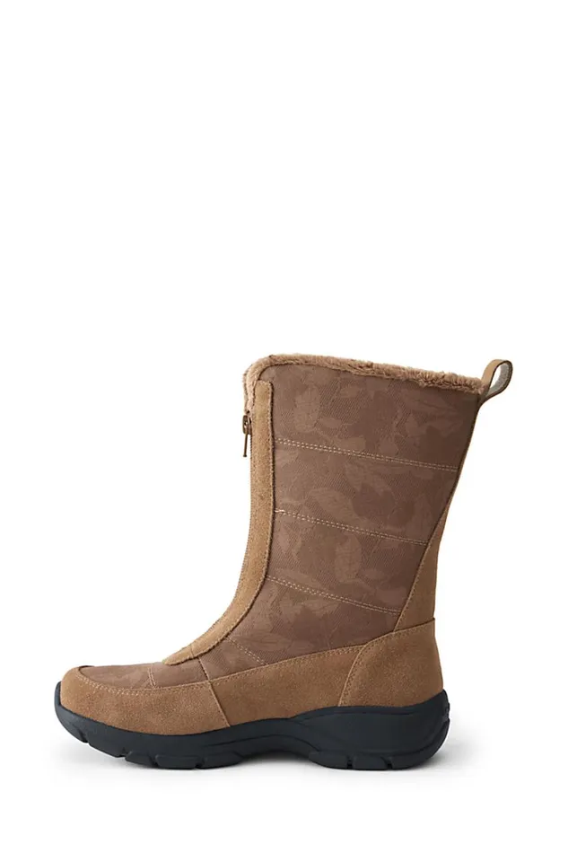 Lands039 End Shoes Women All Weather Insulated Winter Snow Boots Rich Caramel Suede
