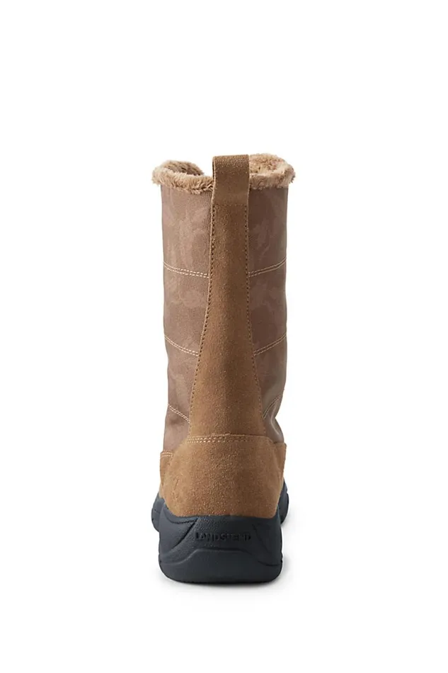 Lands039 End Shoes Women All Weather Insulated Winter Snow Boots Rich Caramel Suede