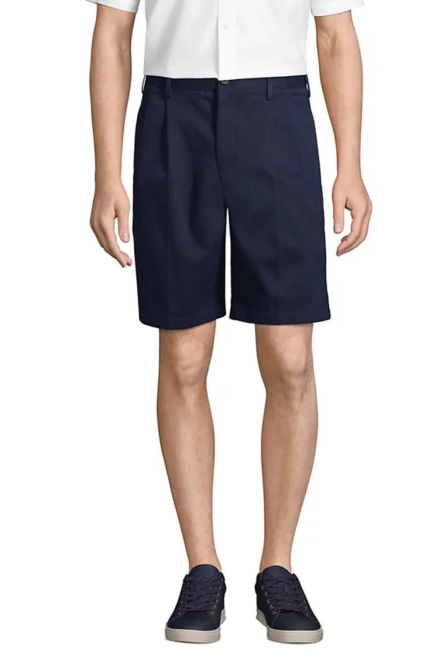 Lands039 End Shorts Men Traditional Fit Pleated 9 Inch No Iron Chino Shorts Radiant Navy Lands039 End Shorts Men Traditional Fit Pleated 9 Inch No Iron Chino Shorts Radiant Navy