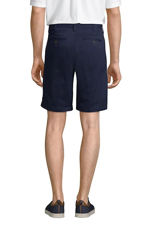 Lands039 End Shorts Men Traditional Fit Pleated 9 Inch No Iron Chino Shorts Radiant Navy Lands039 End Shorts Men Traditional Fit Pleated 9 Inch No Iron Chino Shorts Radiant Navy