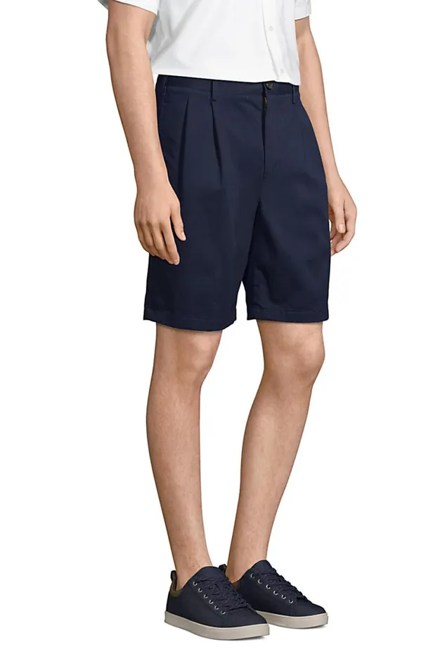 Lands039 End Shorts Men Traditional Fit Pleated 9 Inch No Iron Chino Shorts Radiant Navy Lands039 End Shorts Men Traditional Fit Pleated 9 Inch No Iron Chino Shorts Radiant Navy