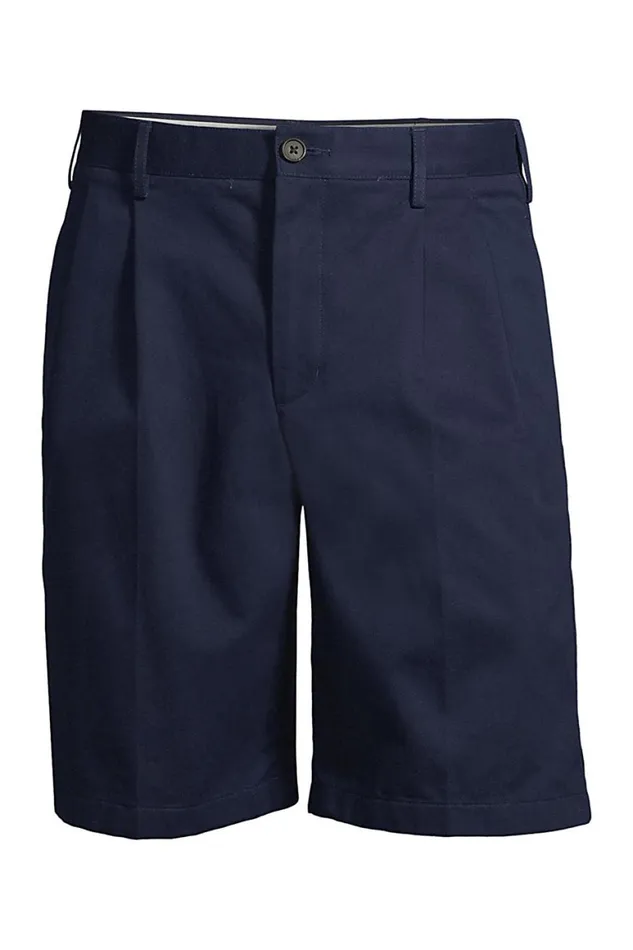 Lands039 End Shorts Men Traditional Fit Pleated 9 Inch No Iron Chino Shorts Radiant Navy Lands039 End Shorts Men Traditional Fit Pleated 9 Inch No Iron Chino Shorts Radiant Navy