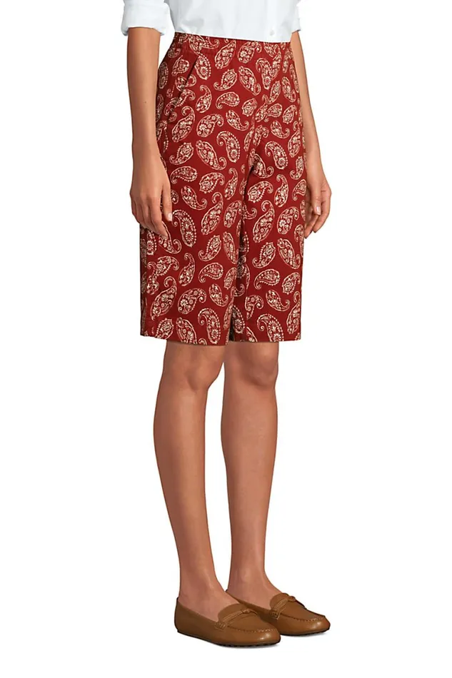 Lands039 End Shorts Women Mid Rise Elastic Waist Pull On 12034 Chino Bermuda Shorts Rust Red Lands039 End Shorts Women Mid Rise Elastic Waist Pull On 12034 Chino Bermuda Shorts Rust Red