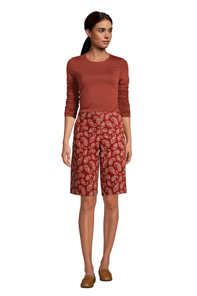 Lands039 End Shorts Women Mid Rise Elastic Waist Pull On 12034 Chino Bermuda Shorts Rust Red Lands039 End Shorts Women Mid Rise Elastic Waist Pull On 12034 Chino Bermuda Shorts Rust Red