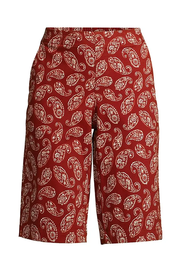 Lands039 End Shorts Women Mid Rise Elastic Waist Pull On 12034 Chino Bermuda Shorts Rust Red Lands039 End Shorts Women Mid Rise Elastic Waist Pull On 12034 Chino Bermuda Shorts Rust Red
