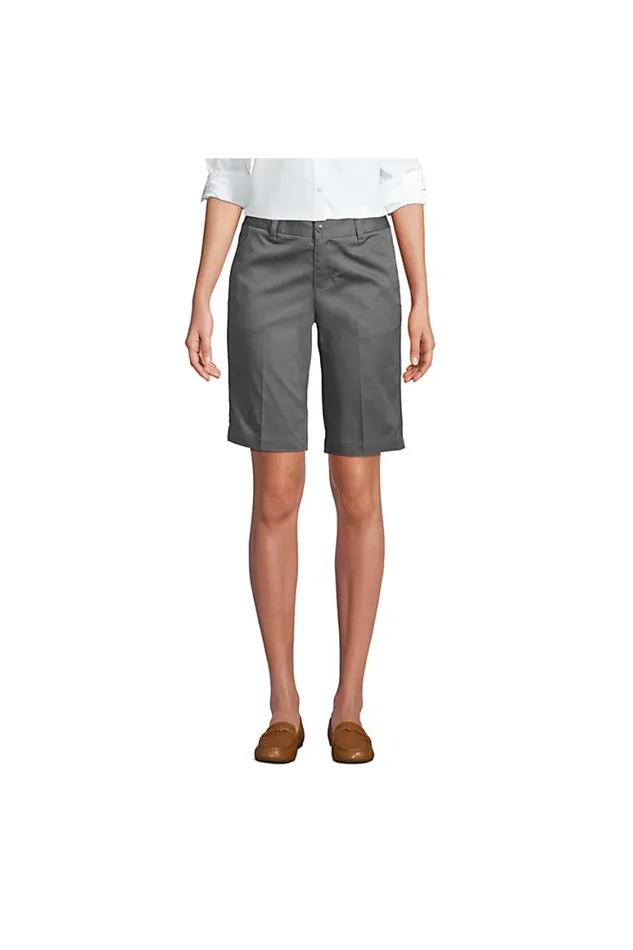 Lands039 End Shorts Women Plain Front Blend Chino Shorts Arctic Gray