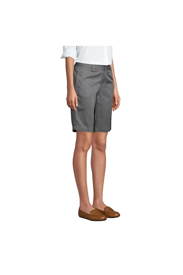 Lands039 End Shorts Women Plain Front Blend Chino Shorts Arctic Gray Lands039 End Shorts Women Plain Front Blend Chino Shorts Arctic Gray