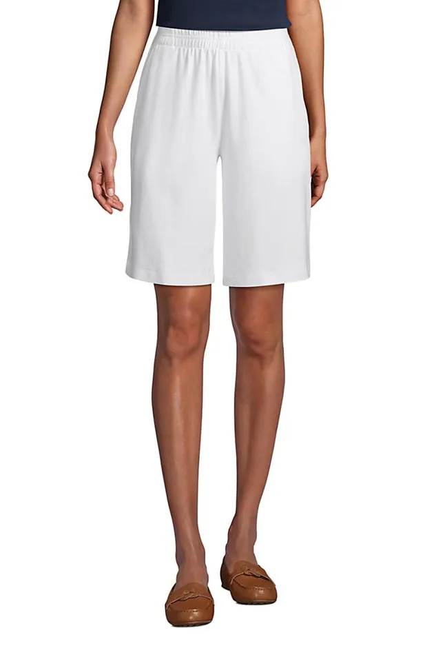 Lands039 End Shorts Women Sport Knit High Rise Elastic Waist Pull On 10034 Bermuda Shorts White Lands039 End Shorts Women Sport Knit High Rise Elastic Waist Pull On 10034 Bermuda Shorts White