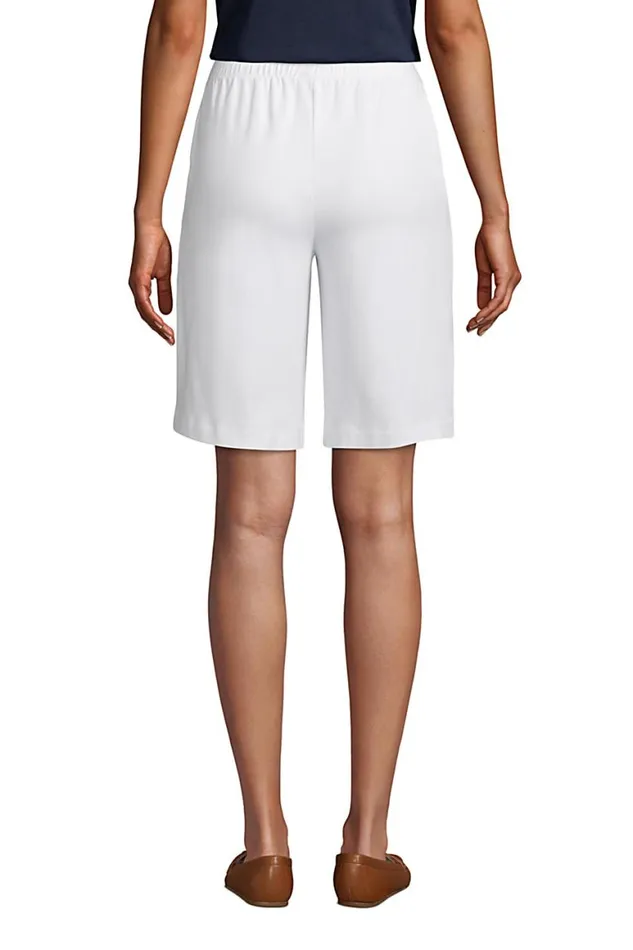 Lands039 End Shorts Women Sport Knit High Rise Elastic Waist Pull On 10034 Bermuda Shorts White Lands039 End Shorts Women Sport Knit High Rise Elastic Waist Pull On 10034 Bermuda Shorts White