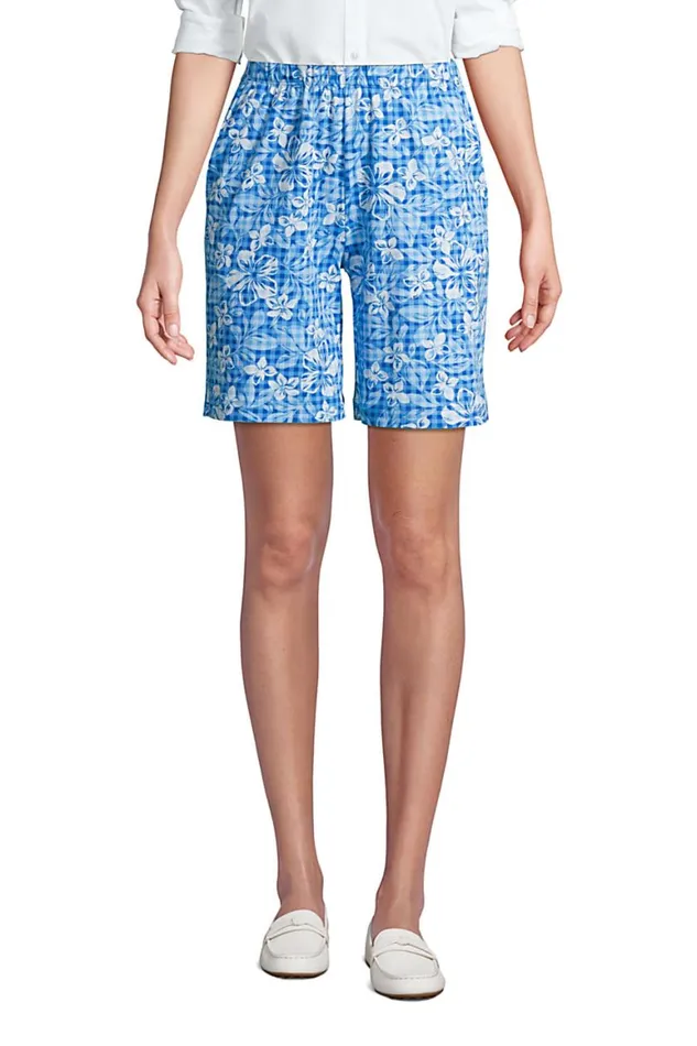 Lands039 End Shorts Women Sport Knit Shorts Print Classic Cobalt Floral Gingham Lands039 End Shorts Women Sport Knit Shorts Print Classic Cobalt Floral Gingham