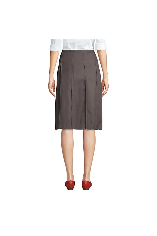 Lands039 End Skirts and Skorts Women Box Pleat Skirt Below The Knee Classic Navy