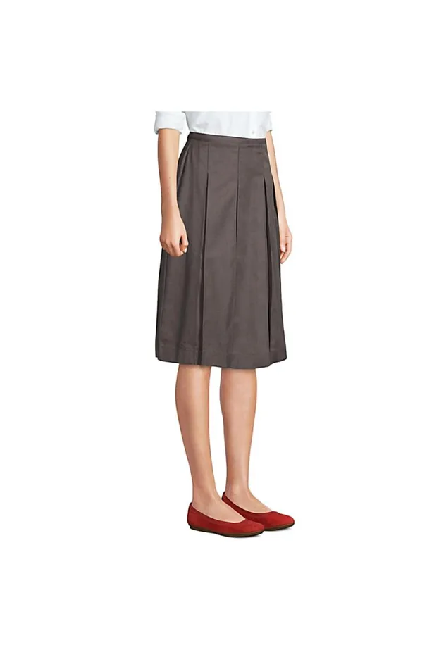 Lands039 End Skirts and Skorts Women Box Pleat Skirt Below The Knee Classic Navy
